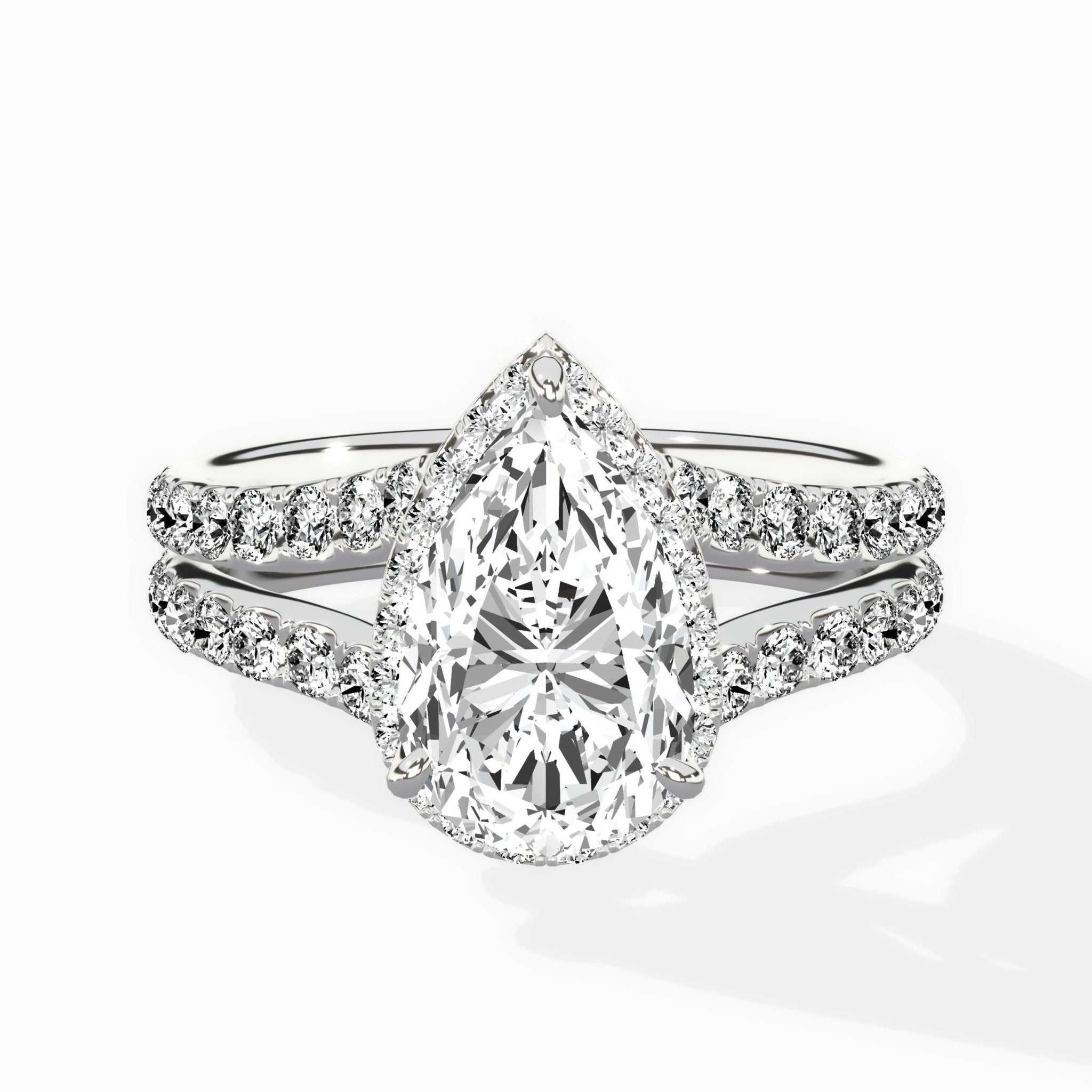 Double Band Halo Engagement Ring - The Better Diamonds