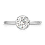 Romantic Solitaire Round Engagement Ring in White Gold