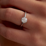 Romantic Solitaire Round Engagement Ring in White Gold