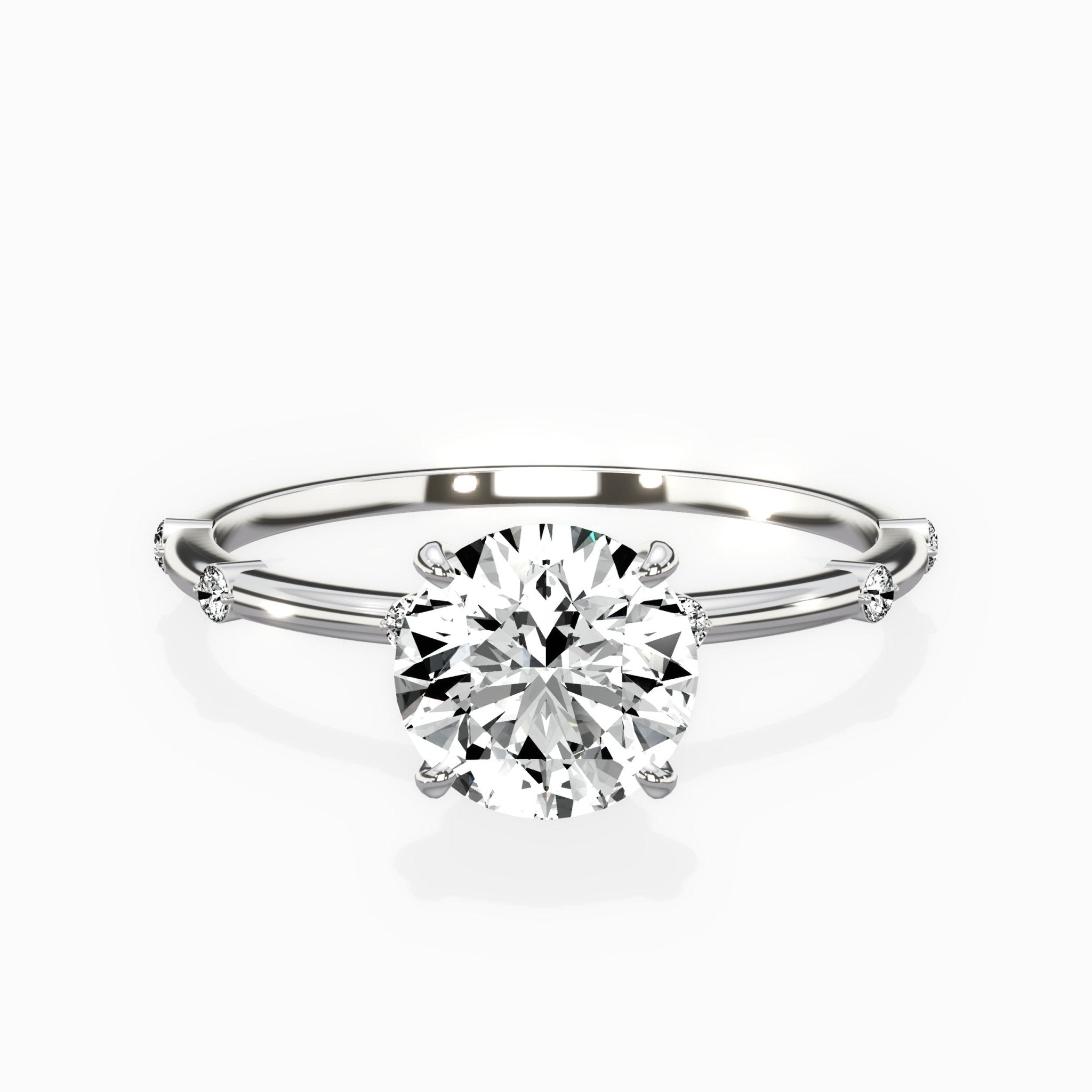 Eleni Solitaire 1.05 ct Round Lab Grown Diamond Engagement Ring in 14K White Gold - The Better Diamonds