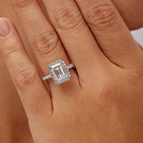 Elinor Halo 3.23 ct Emerald Engagement Ring in White Gold - The Better Diamonds