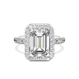 Elinor Halo 3.23 ct Emerald Engagement Ring in White Gold - The Better Diamonds