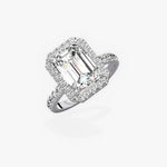 Elinor Halo 3.23 ct Emerald Engagement Ring in White Gold - The Better Diamonds