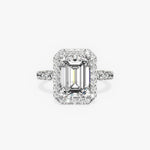 Elinor Halo 3.23 ct Emerald Engagement Ring in White Gold - The Better Diamonds