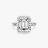 Elinor Halo 3.23 ct Emerald Engagement Ring in White Gold - The Better Diamonds