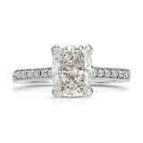 Hidden Diamond Cushion Engagement Ring in White Gold