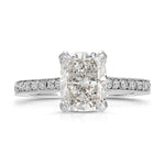 Hidden Diamond Long Cushion Engagement Ring in White Gold