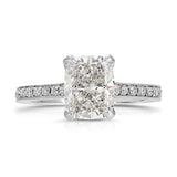 Hidden Diamond Long Cushion Engagement Ring in White Gold