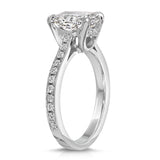 Hidden Diamond Long Cushion Engagement Ring in White Gold