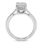 Hidden Diamond Long Cushion Engagement Ring in White Gold