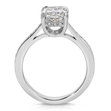 Hidden Diamond Long Cushion Engagement Ring in White Gold