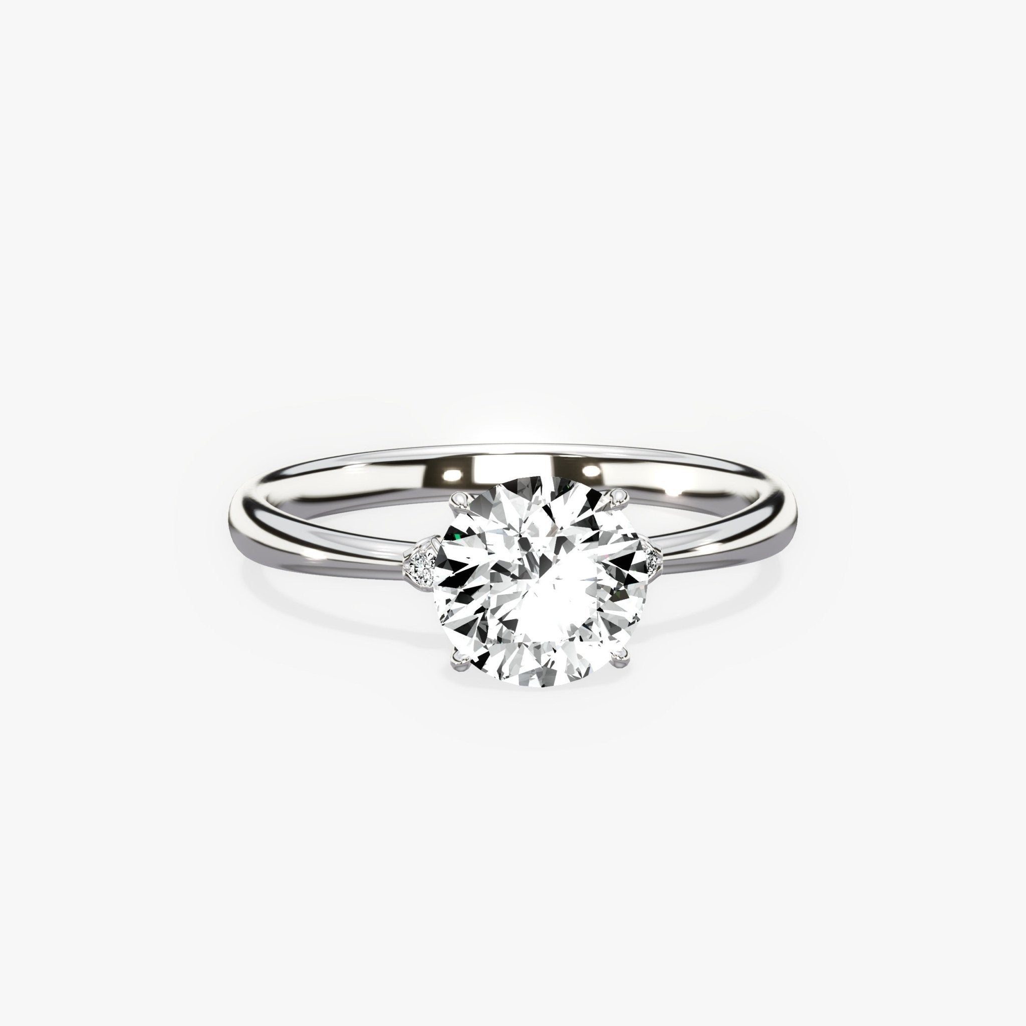 European Solitaire 1.01 ct Round Engagement Ring in White Gold - The Better Diamonds