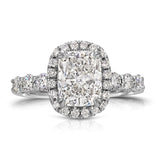 Filigree Classic Halo 2.03 ct Long Cushion Engagement Ring in White Gold - The Better Diamonds