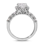 Filigree Classic Halo 2.03 ct Long Cushion Engagement Ring in White Gold - The Better Diamonds
