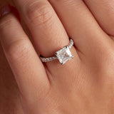 Cathedral Solitaire Asscher Cut Engagement Ring in White Gold