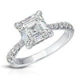 Cathedral Solitaire Asscher Cut Engagement Ring in White Gold