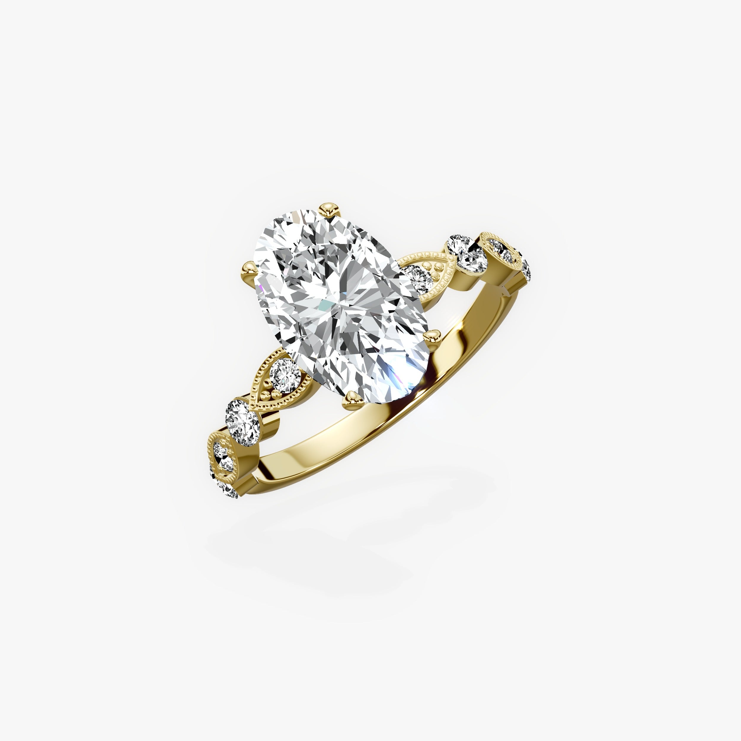 Vintage Solitaire Oval Engagement Ring in Yellow Gold