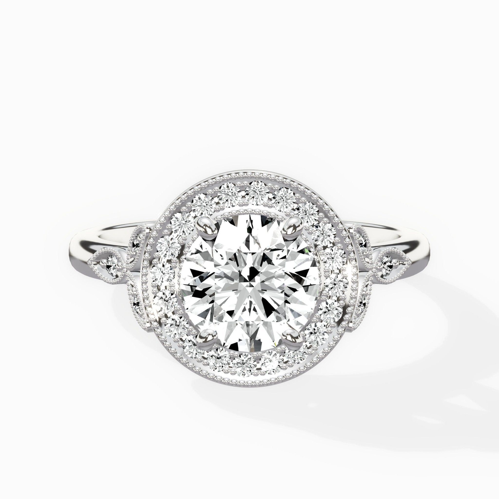 Floral Vintage Style Engagement Ring - The Better Diamonds