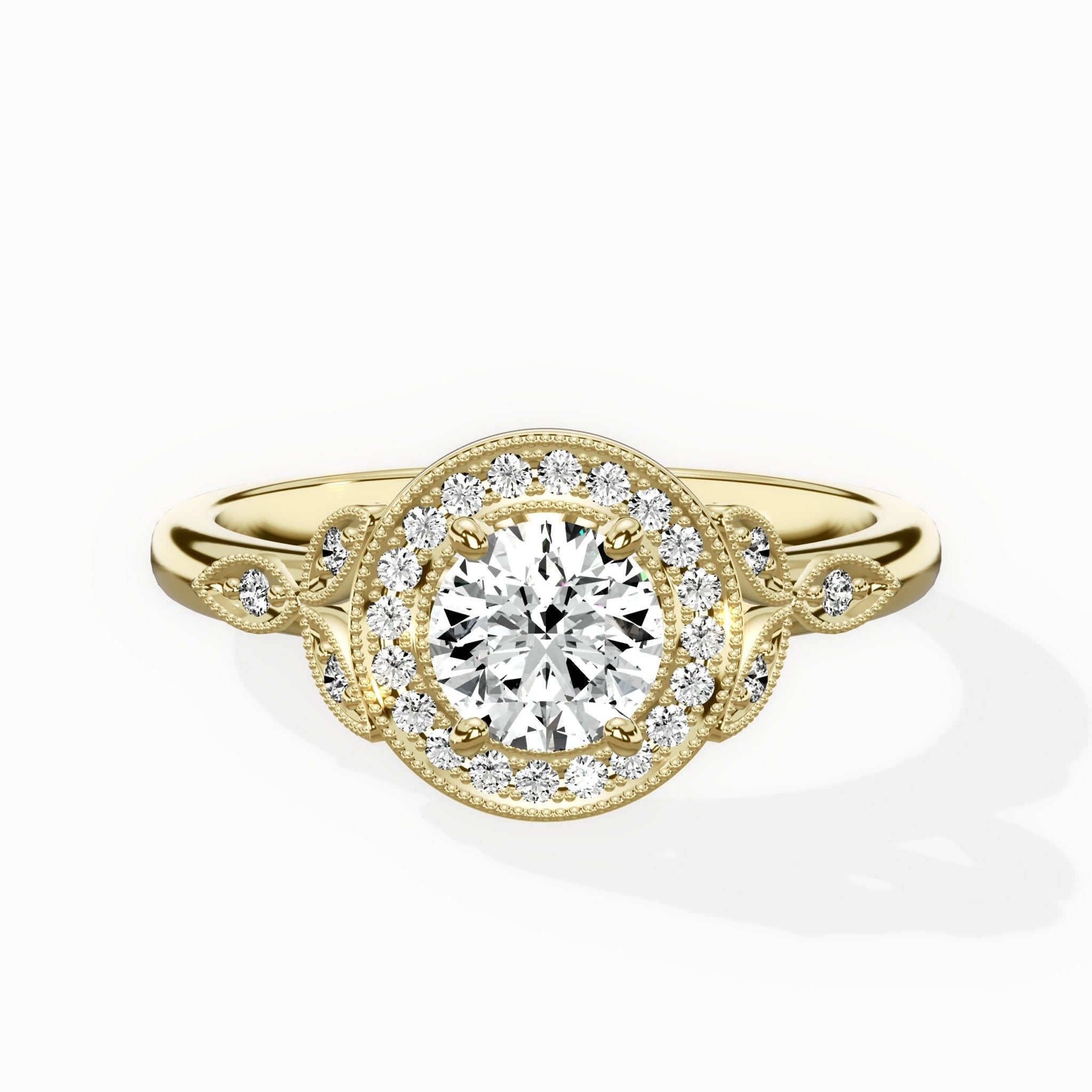 Floral Vintage Style Engagement Ring - The Better Diamonds
