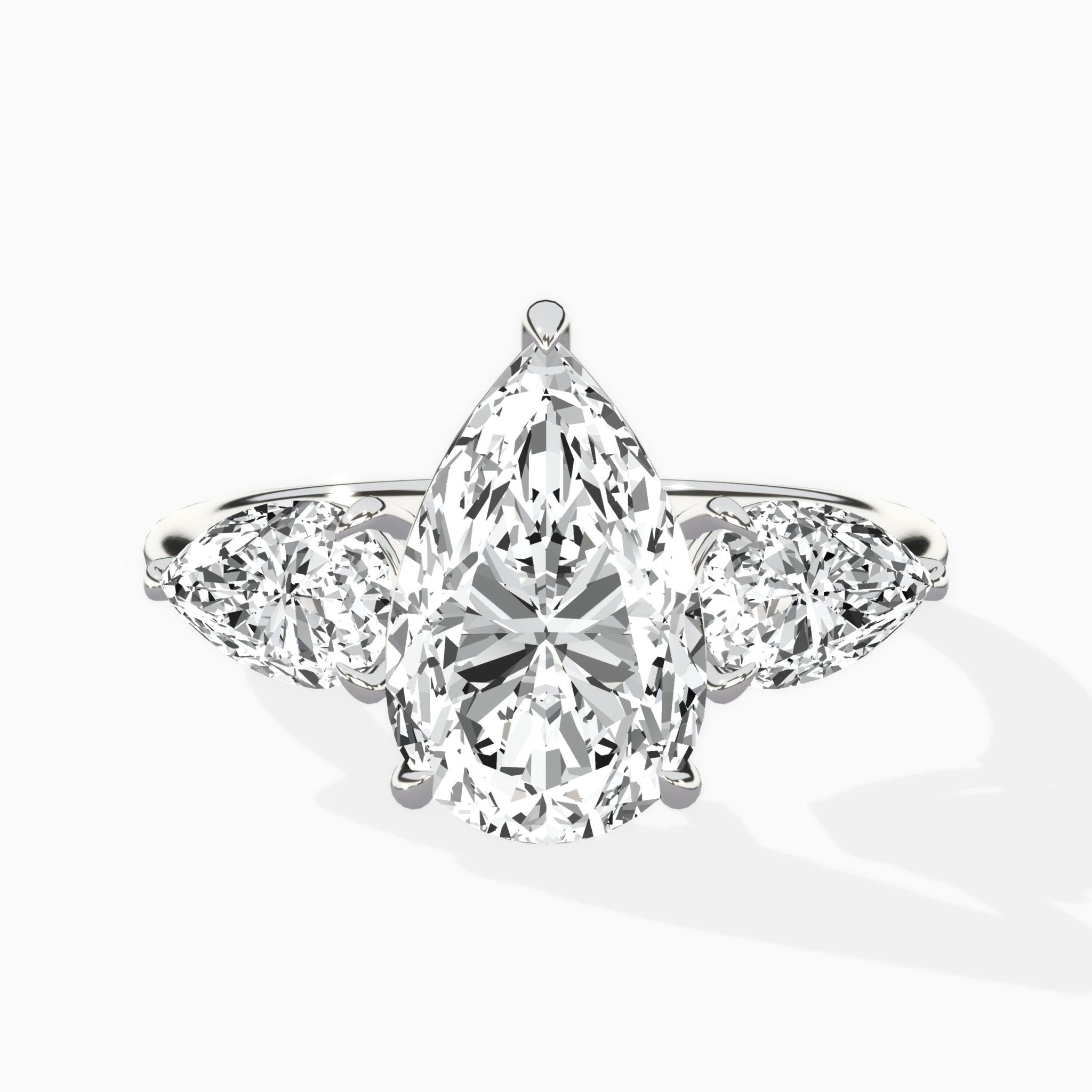 Forever Three Stone 2.01 ct Pear Lab Grown Diamond Engagement Ring in 14K White Gold - The Better Diamonds