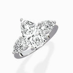 Forever Three Stone 2.01 ct Pear Lab Grown Diamond Engagement Ring in 14K White Gold - The Better Diamonds
