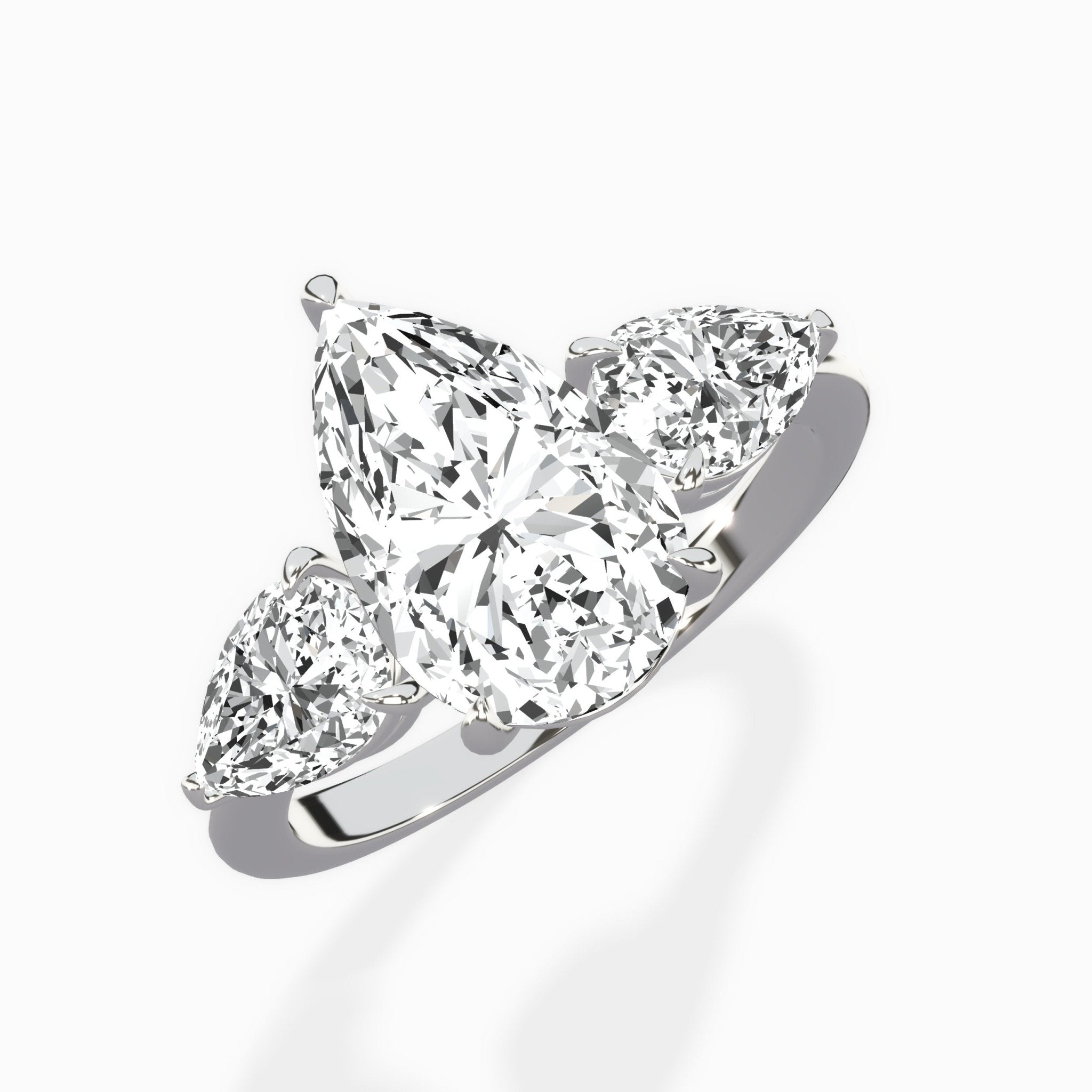 Forever Three Stone 2.01 ct Pear Lab Grown Diamond Engagement Ring in 14K White Gold - The Better Diamonds