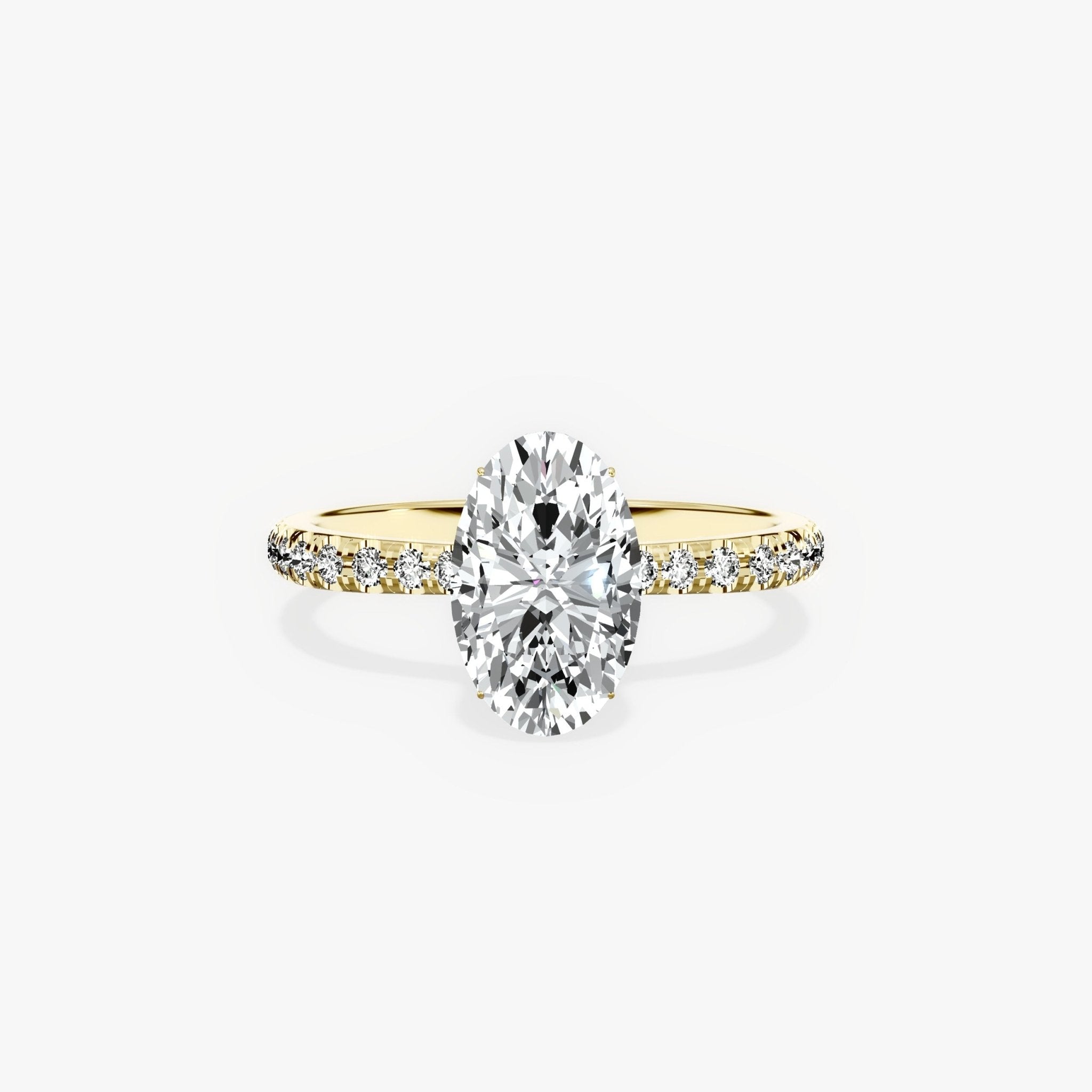 Fortuna Hidden Halo 1.83 ct Oval Engagement Ring in Yellow Gold - The Better Diamonds