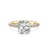 Fortuna Hidden Halo 2.01 ct Cushion Engagement Ring in Yellow Gold - The Better Diamonds