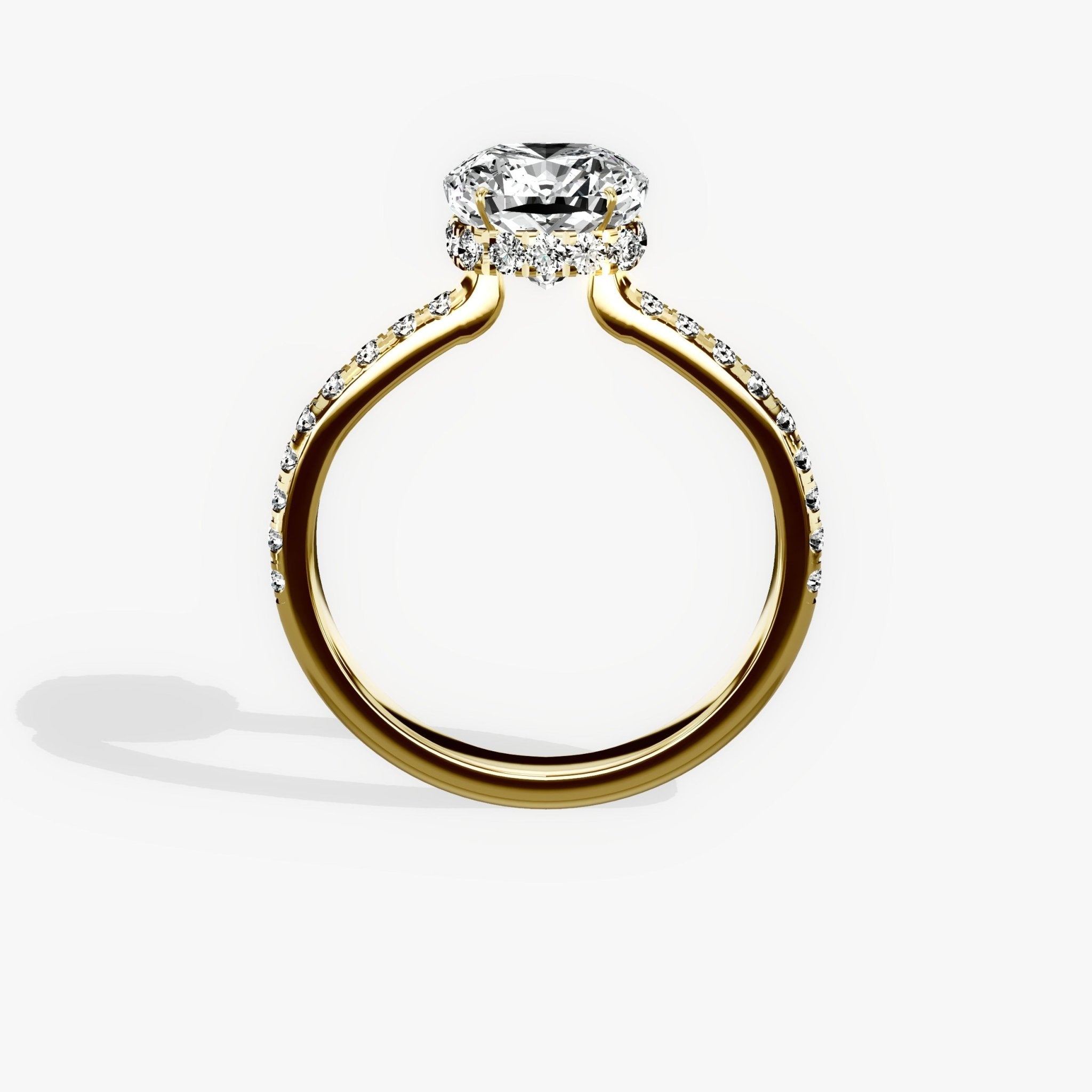 Fortuna Hidden Halo 2.01 ct Cushion Engagement Ring in Yellow Gold - The Better Diamonds