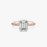 Fortuna Hidden Halo 2.01 ct Emerald Engagement Ring in Rose Gold - The Better Diamonds