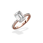 Fortuna Hidden Halo 2.01 ct Emerald Engagement Ring in Rose Gold - The Better Diamonds