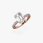 Fortuna Hidden Halo 2.01 ct Emerald Engagement Ring in Rose Gold - The Better Diamonds