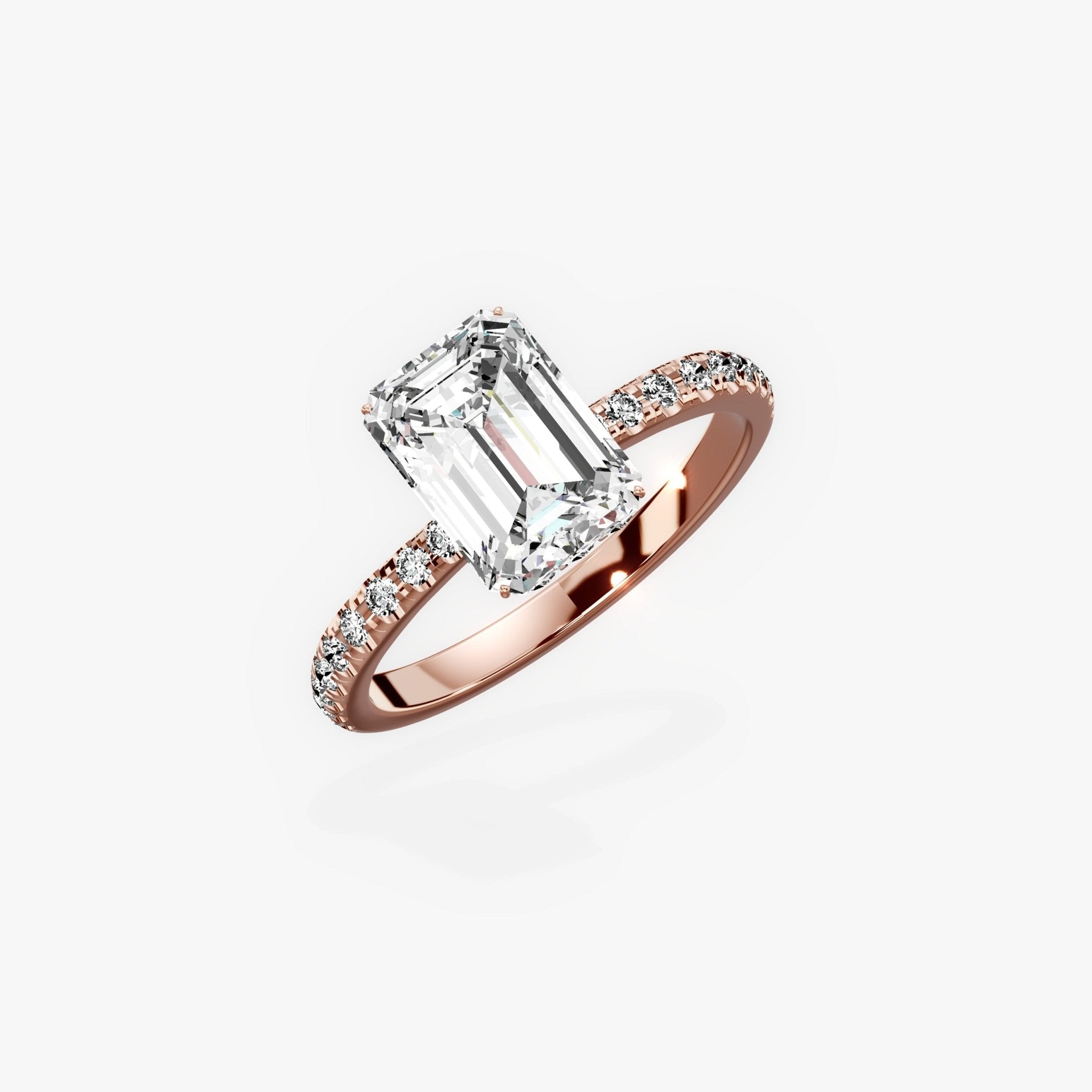 Fortuna Hidden Halo 2.01 ct Emerald Engagement Ring in Rose Gold - The Better Diamonds