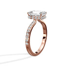 Fortuna Hidden Halo 2.01 ct Emerald Engagement Ring in Rose Gold - The Better Diamonds