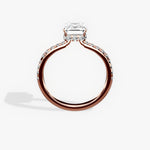 Fortuna Hidden Halo 2.01 ct Emerald Engagement Ring in Rose Gold - The Better Diamonds