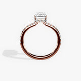 Fortuna Hidden Halo 2.01 ct Emerald Engagement Ring in Rose Gold - The Better Diamonds