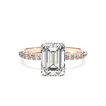 Fortuna Hidden Halo 2.01 ct Emerald Engagement Ring in Rose Gold - The Better Diamonds