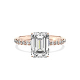 Fortuna Hidden Halo 2.01 ct Emerald Engagement Ring in Rose Gold - The Better Diamonds