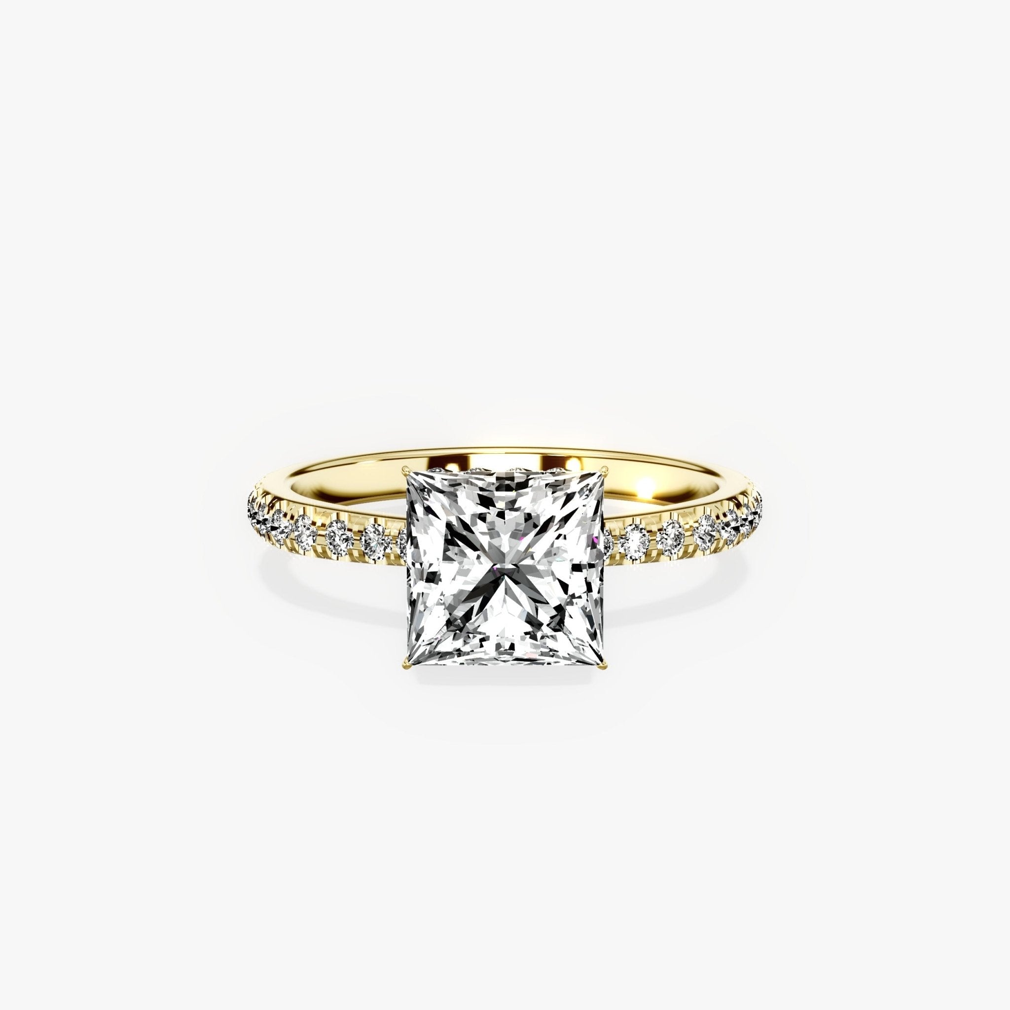 Fortuna Hidden Halo 2.01 ct Princess Engagement Ring in Yellow Gold - The Better Diamonds