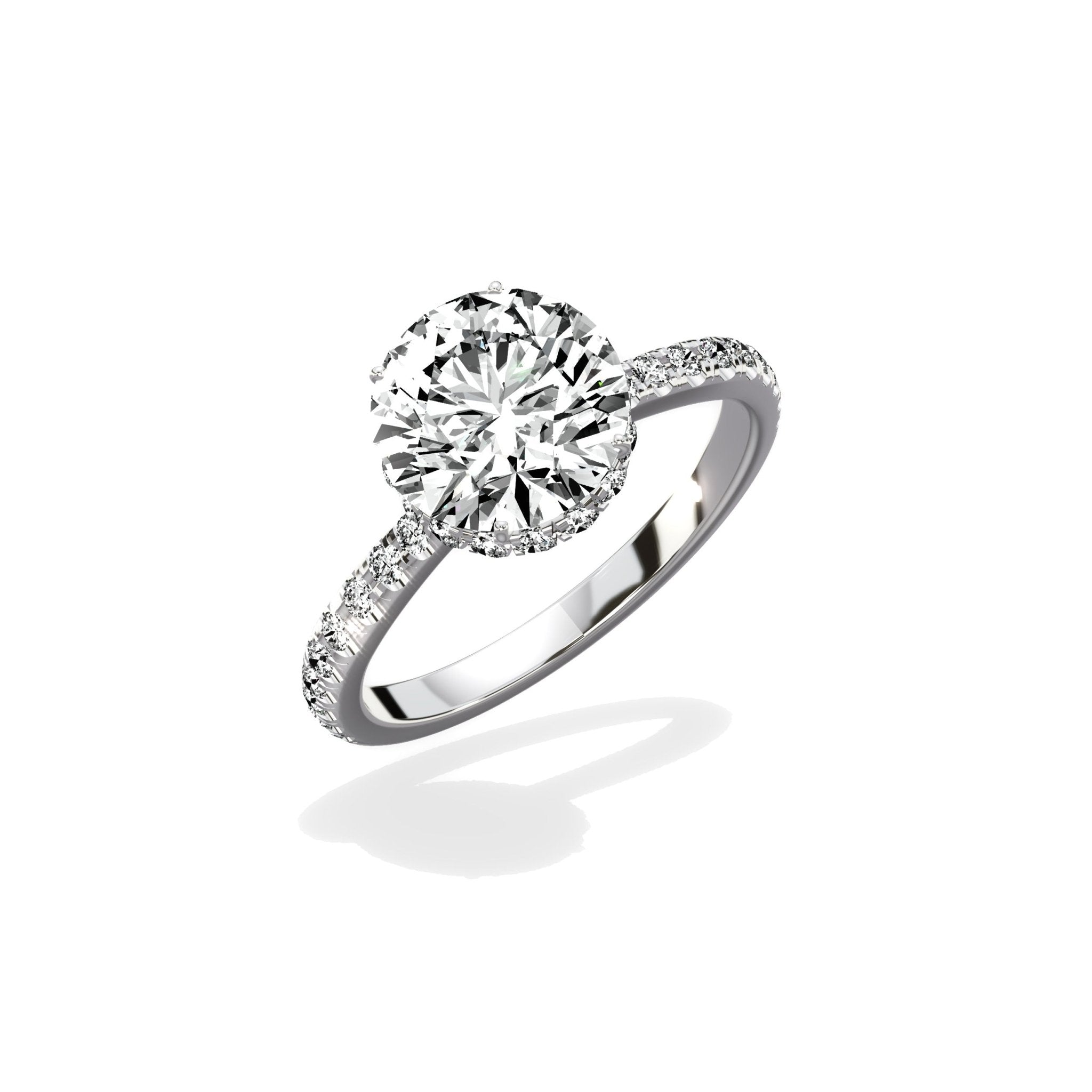 Fortuna Hidden Halo 2.02 ct Round Engagement Ring in White Gold - The Better Diamonds