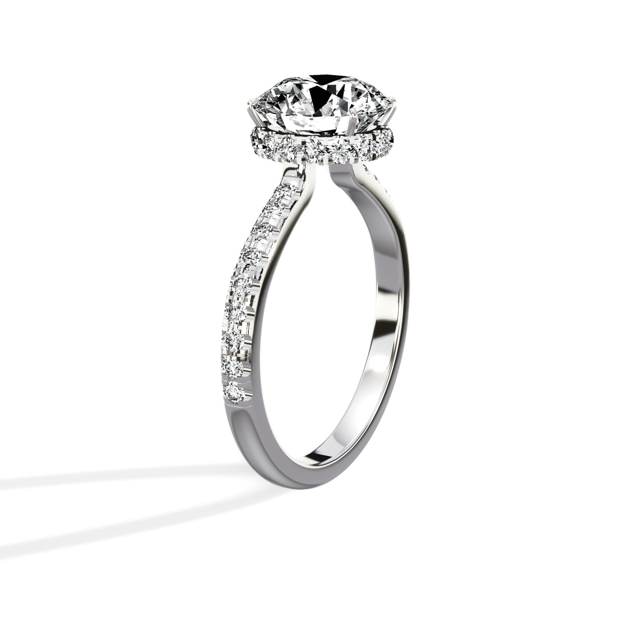 Fortuna Hidden Halo 2.02 ct Round Engagement Ring in White Gold - The Better Diamonds