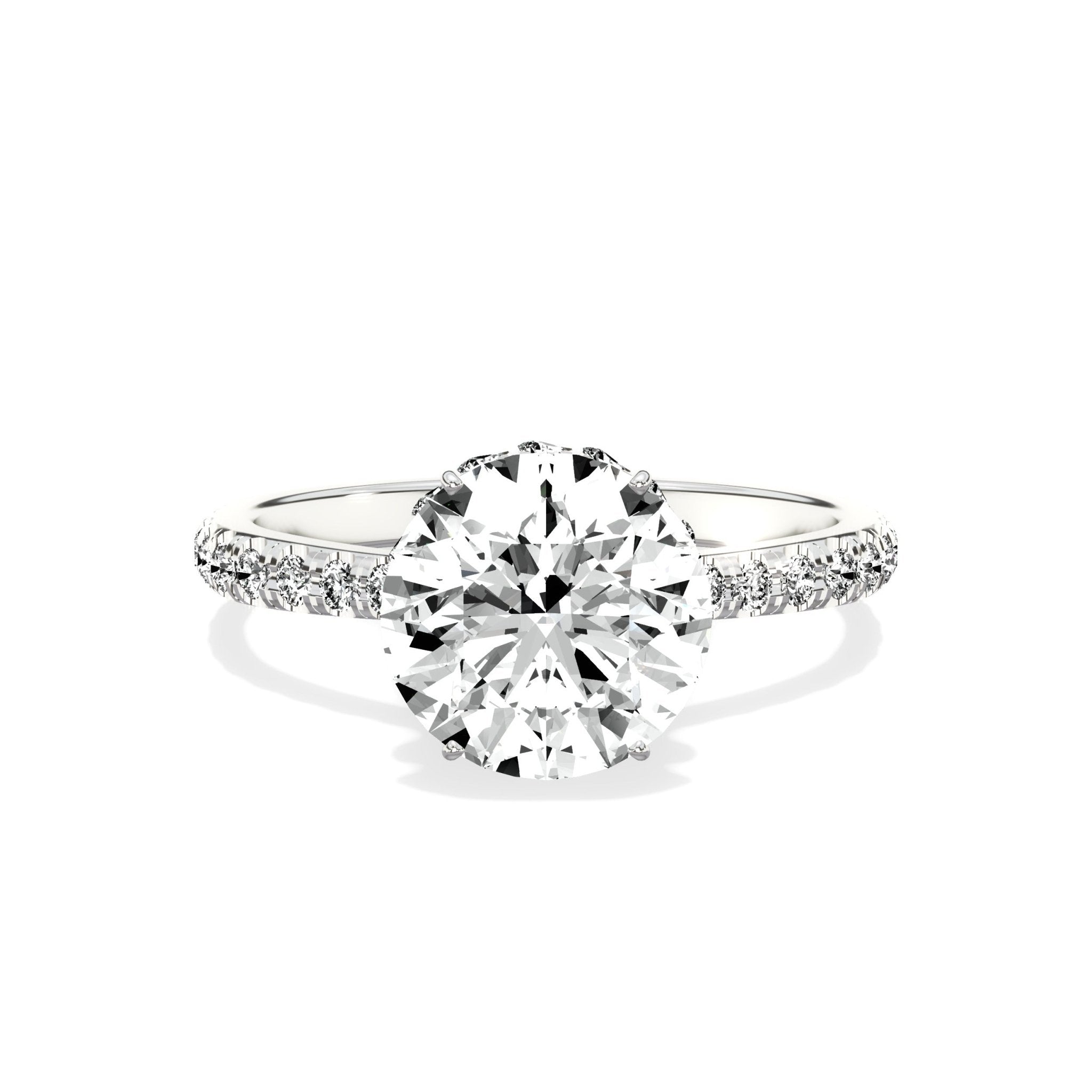 Fortuna Hidden Halo 2.02 ct Round Engagement Ring in White Gold - The Better Diamonds