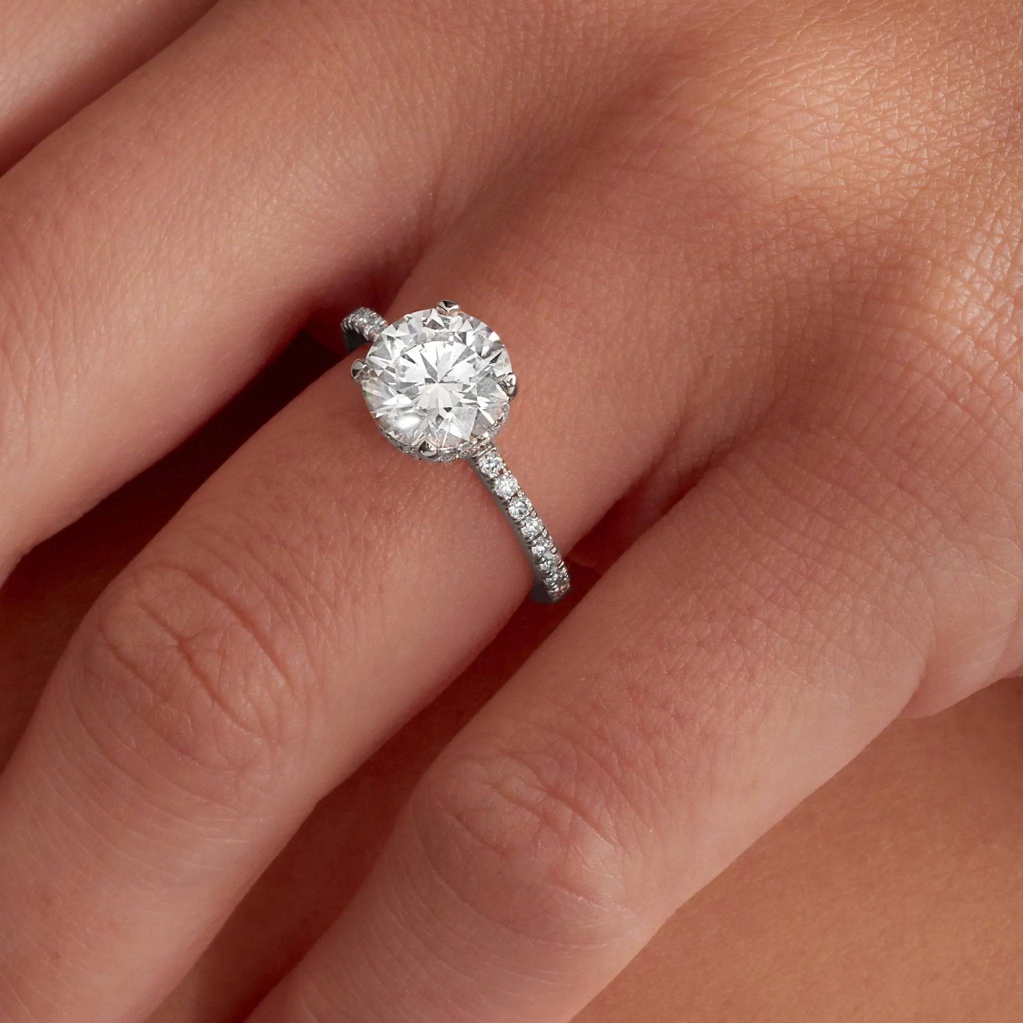 Fortuna Hidden Halo 2.04 ct Round Engagement Ring in White Gold - The Better Diamonds