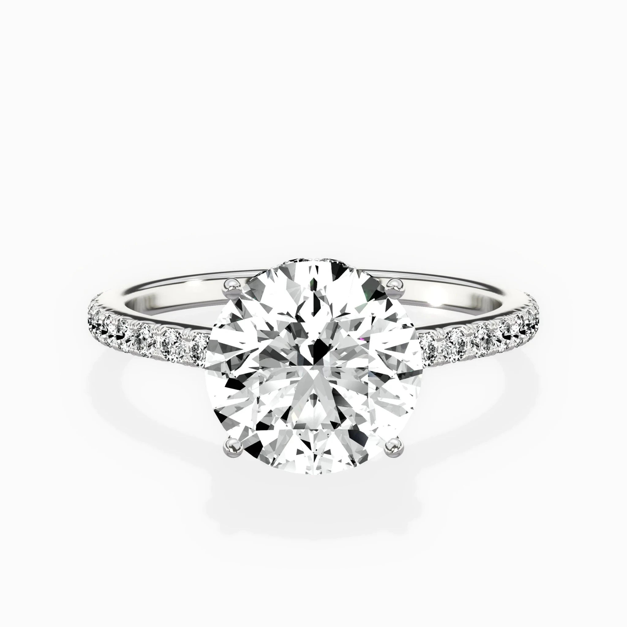 Fortuna Hidden Halo 2.04 ct Round Engagement Ring in White Gold - The Better Diamonds