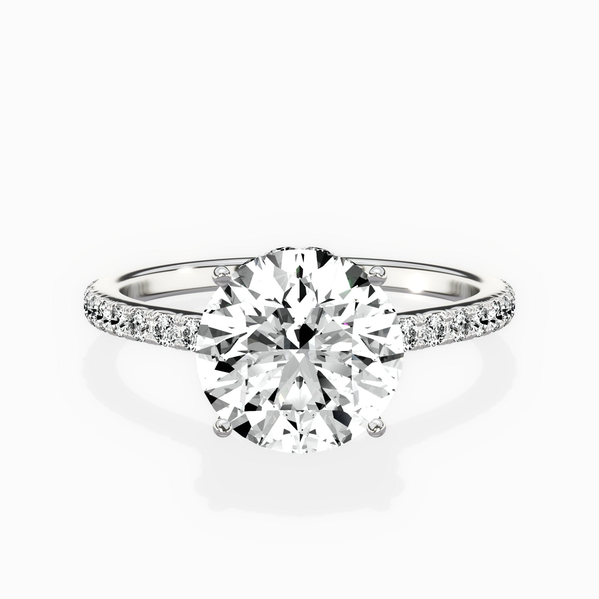 Fortuna Hidden Halo 2.04 ct Round Lab Grown Diamond Engagement Ring in 14K White Gold - The Better Diamonds
