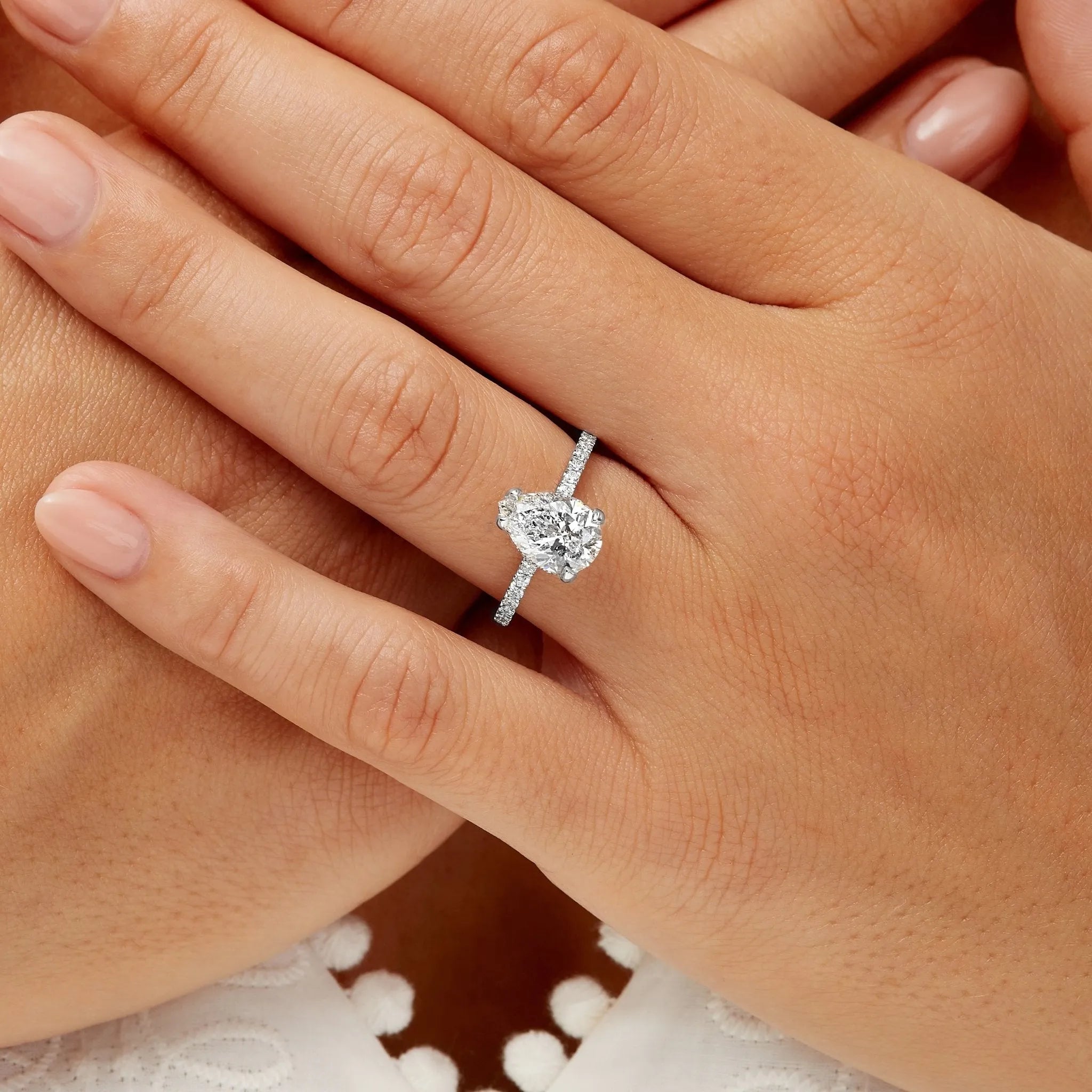Fortuna Hidden Halo 2.06 ct Pear Engagement Ring in White Gold - The Better Diamonds
