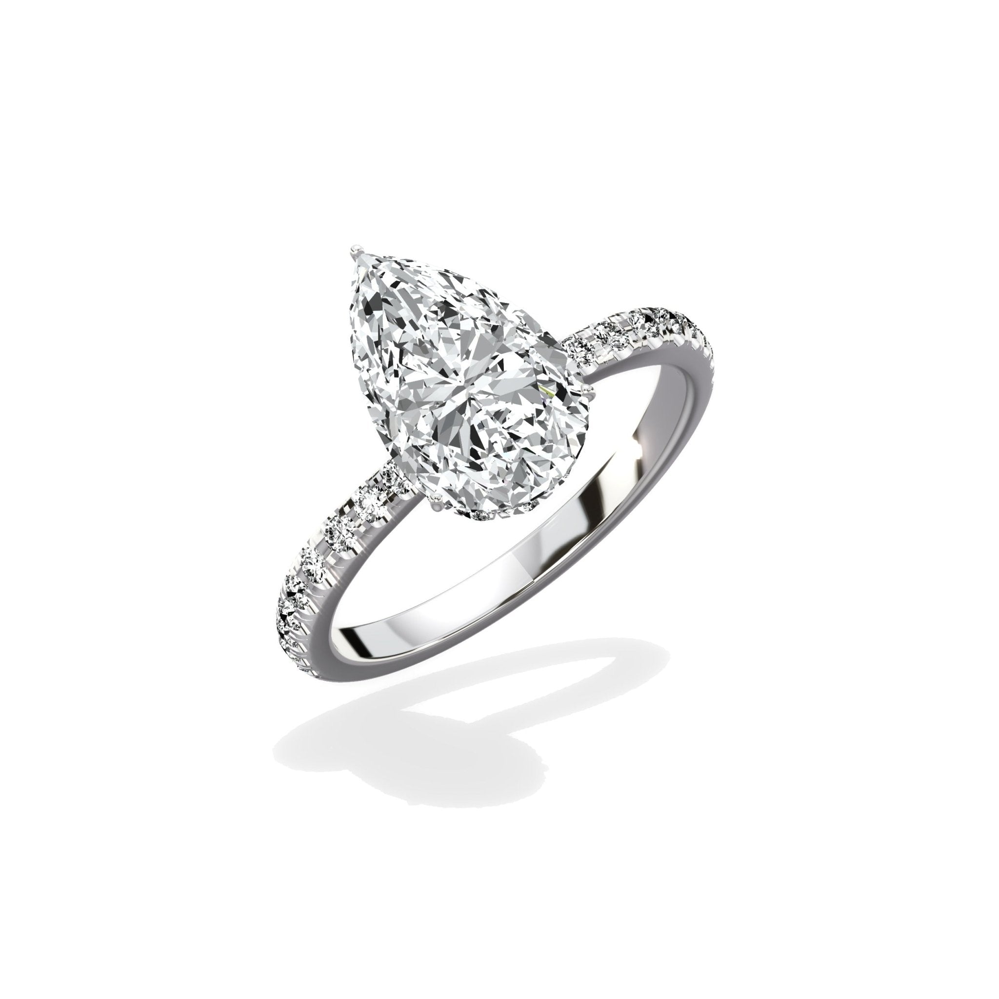 Fortuna Hidden Halo 2.06 ct Pear Engagement Ring in White Gold - The Better Diamonds