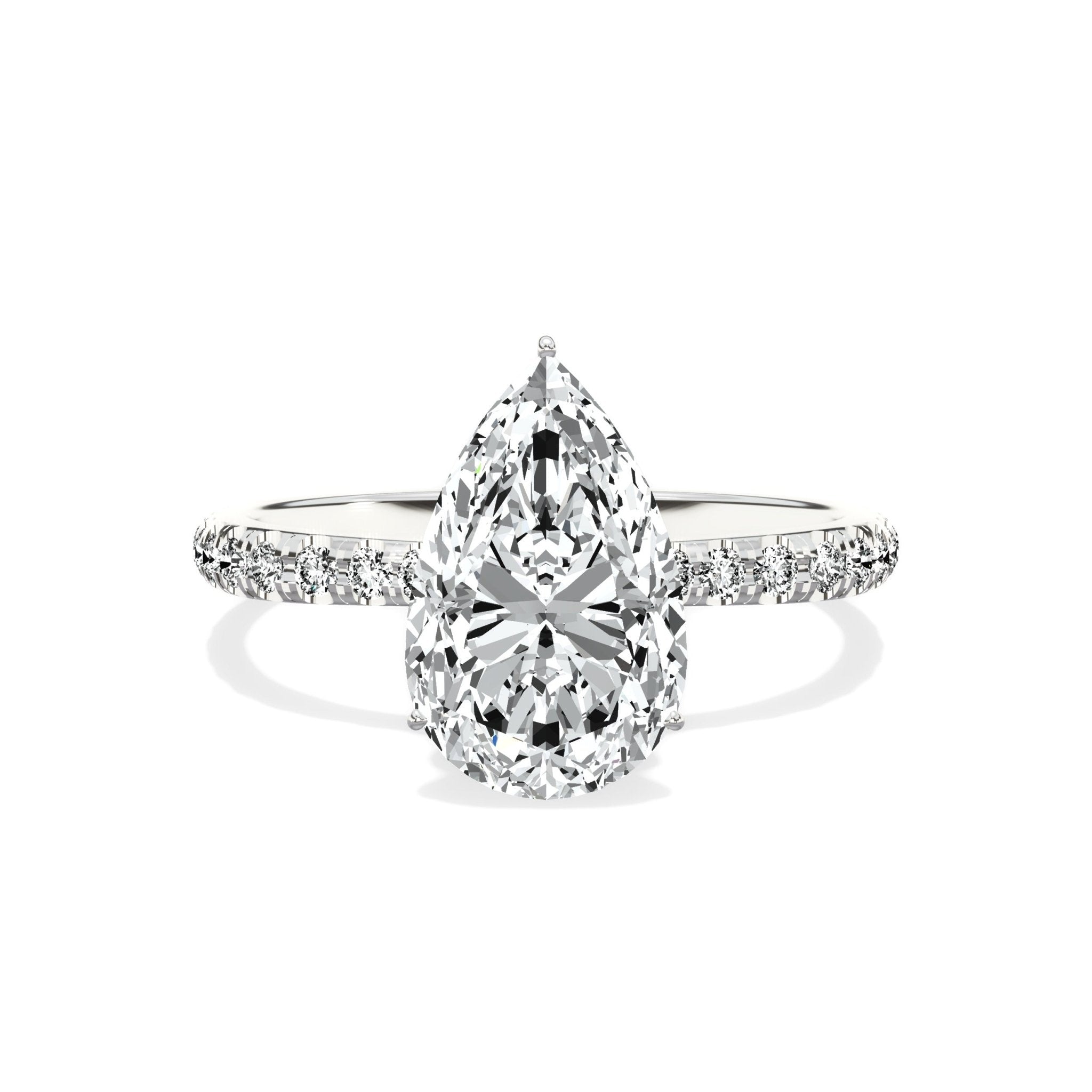 Fortuna Hidden Halo 2.06 ct Pear Engagement Ring in White Gold - The Better Diamonds