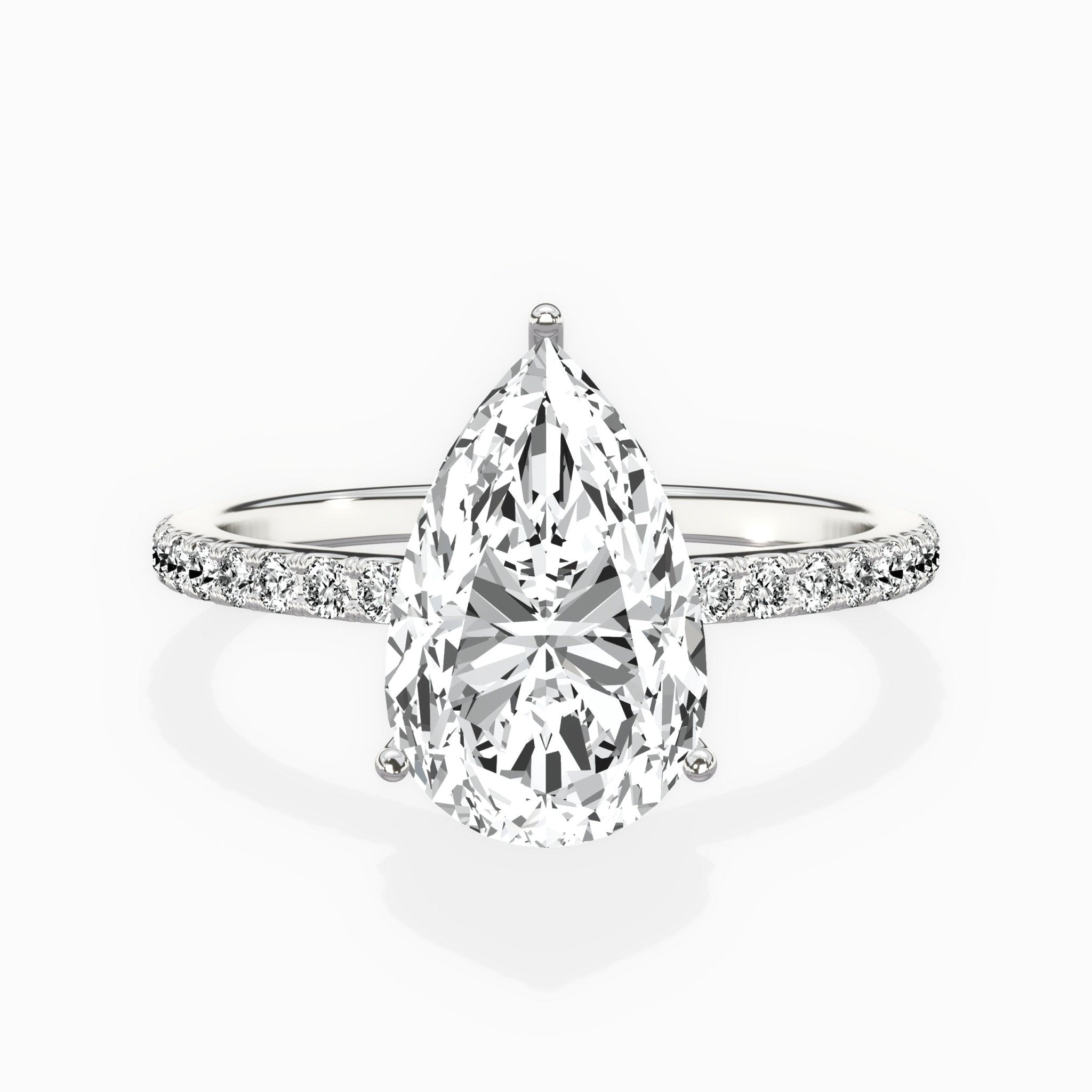 Fortuna Hidden Halo 2.06 ct Pear Lab Grown Diamond Engagement Ring in 14K White Gold - The Better Diamonds