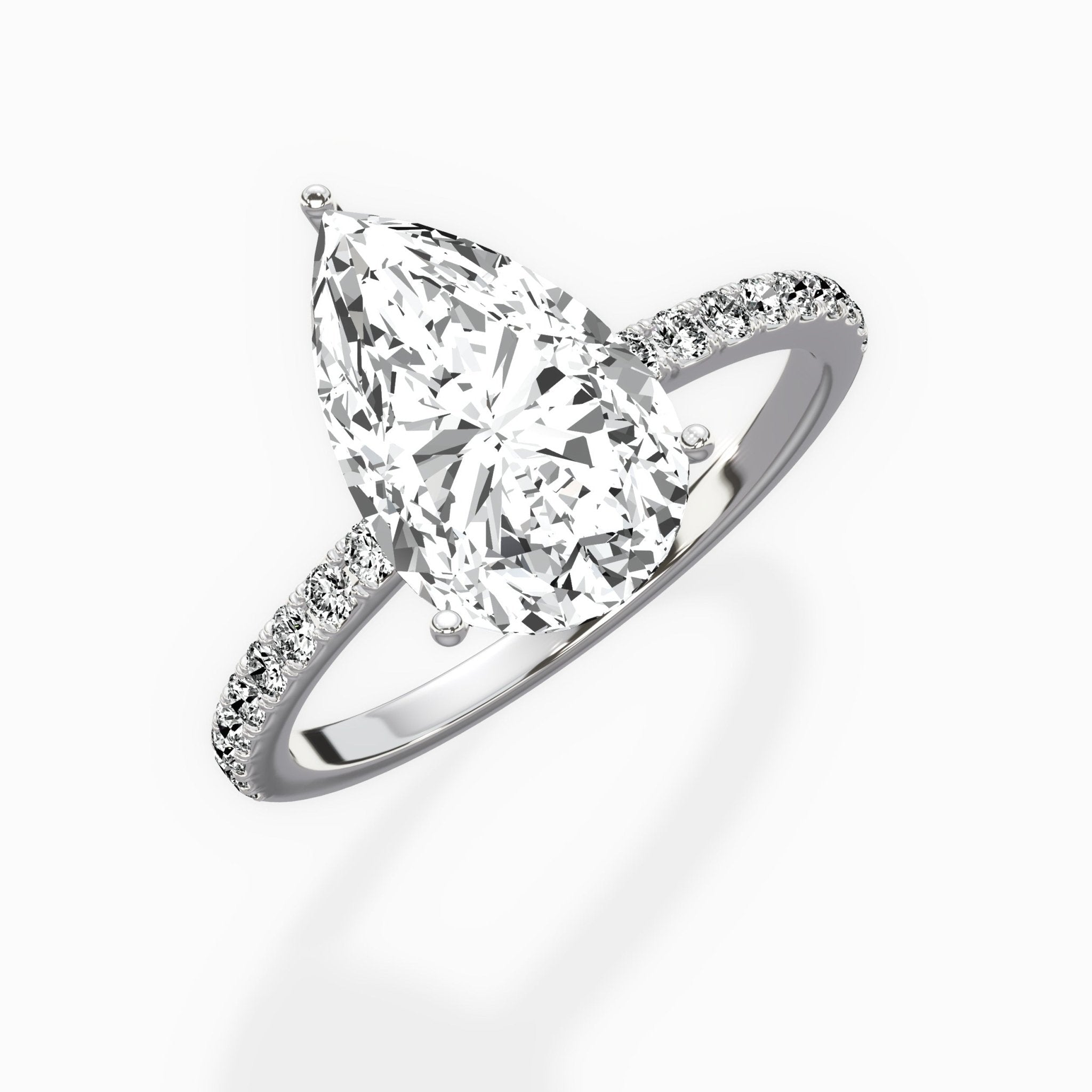 Fortuna Hidden Halo 2.06 ct Pear Lab Grown Diamond Engagement Ring in 14K White Gold - The Better Diamonds